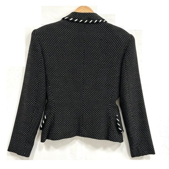 TAHARI Black Textured Wool Skirt Suit Set with Cord Detail - Picture 4 of 11